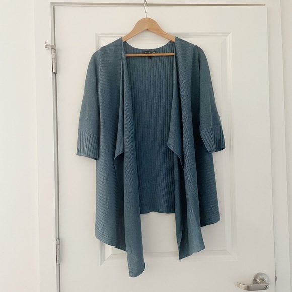 Eileen Fisher Sweaters - Eileen Fisher Silk Linen Melange Waterfall Cardigan Draped